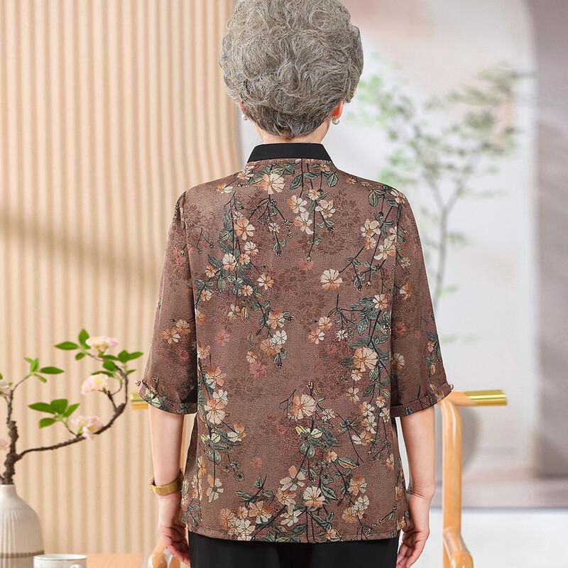 Elderly Women's Embroidered Spring Autumn Shirt