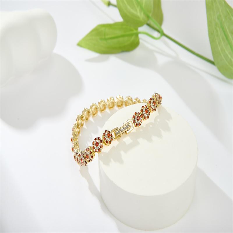 Роскошный цветочный браслет, позолоченные 18-каратного циркона, браслеты с цветочным дизайном для женщин