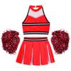 School Girls Costume Cheerleading Uniform Crop Vest Tops Pleated Skirt for Student Cosplay Party