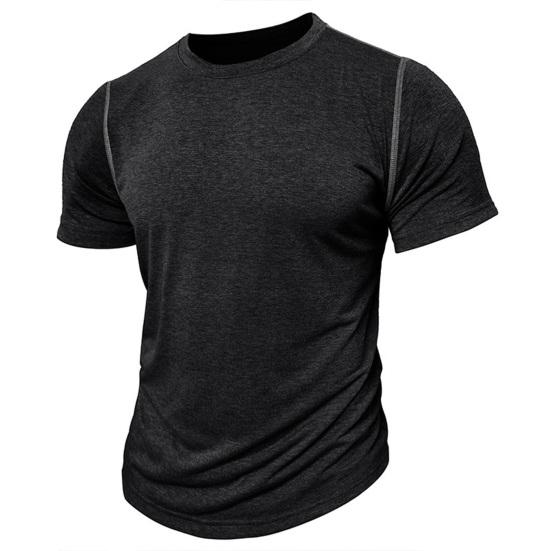 Men's Round Neck T-shirt Cotton Solid Color Short Sleeve Basic Tee Pullover