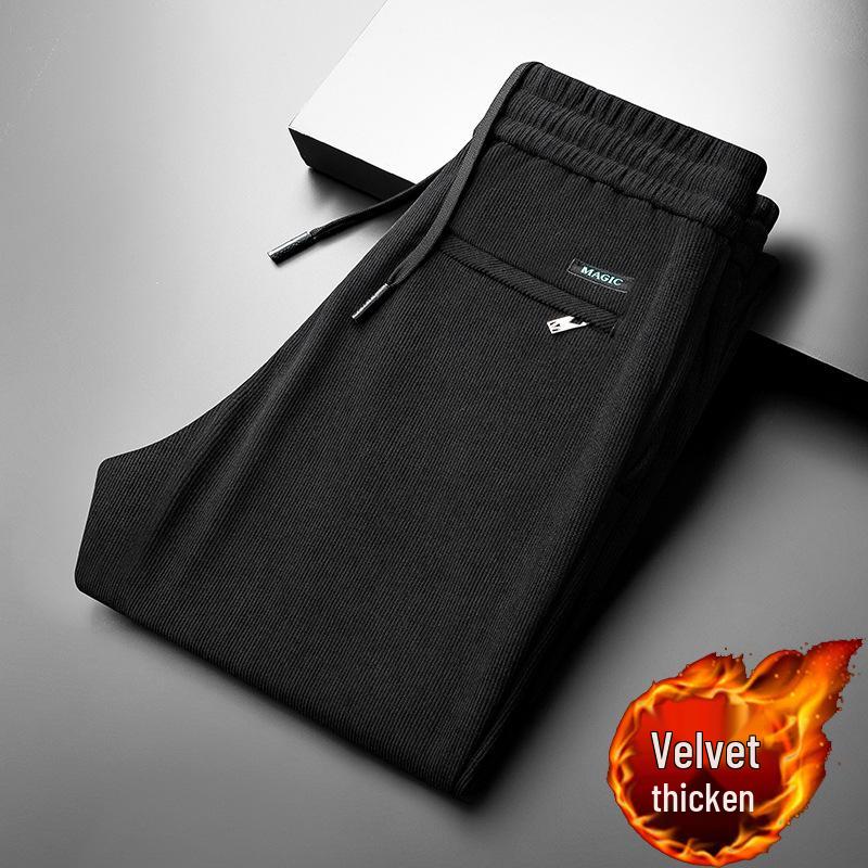 Мужские вельветовые брюки на флисовой подкладке - Эластичные, Свободного кроя, Прямого покроя для осени и зимы