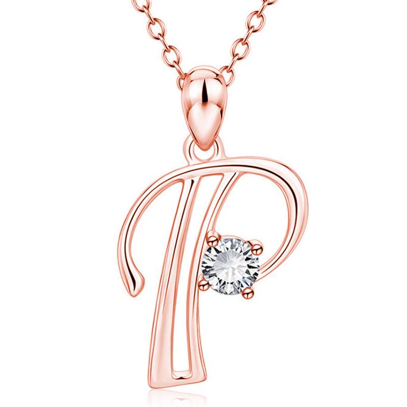 Стильное женское ожерелье с бриллиантовой подвеской в виде 26 букв