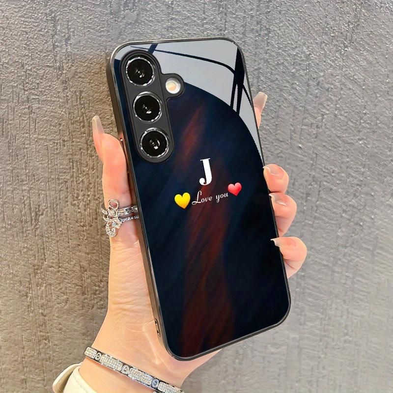 Стеклянный чехол для телефона с узором из букв J для пары, подходит для Samsung Galaxy S26 S25 S24 S22 S21 S20 FE/Ultra/Plus, противоударная задняя крышка