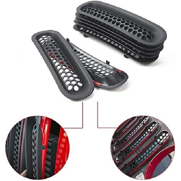 RT-TCZ Upgrade Version Clip-On Grille Front Mesh Grille Erts Compatible With Jeep Wrangler JK JKU 2007-2015 (Matte Black)