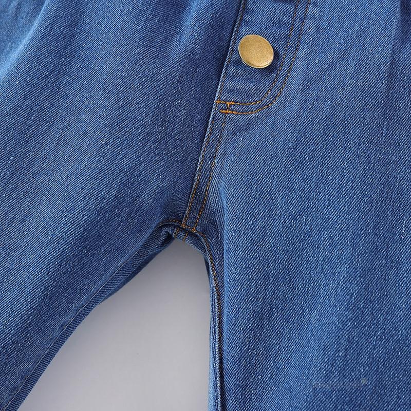 Детские джинсы для девочек, расклешенные брюки с эластичной резинкой на талии, детские джинсовые брюки