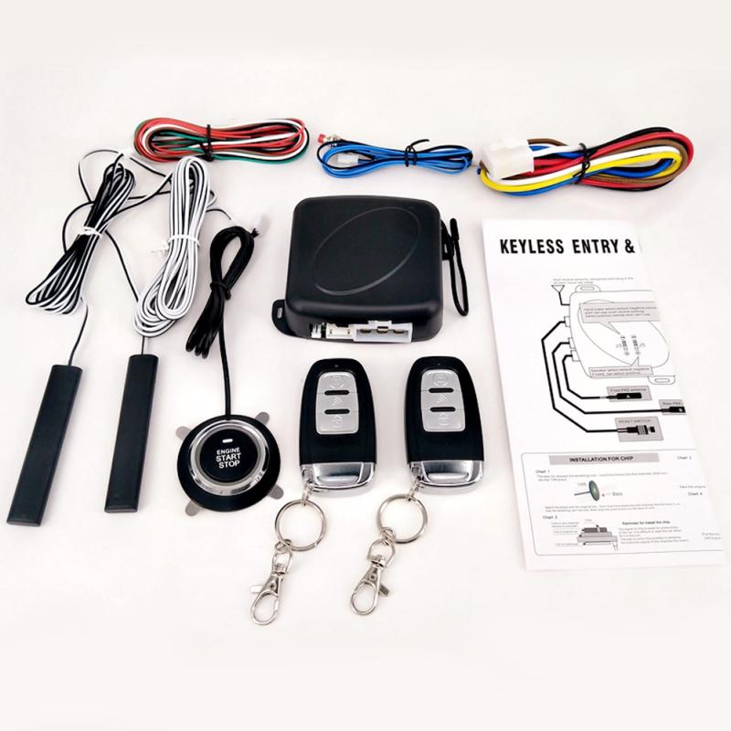9Pcs/Set Car SUV Keyless Entry Engine Start Alarm System Push Button Remote Starter Stop Auto