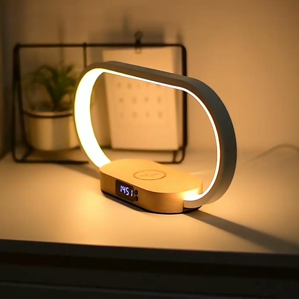 Ночной светильник с будильником для спальни, сенсорная лампа с беспроводным зарядным устройством, регулируемый световой будильник для подарков на день рождения