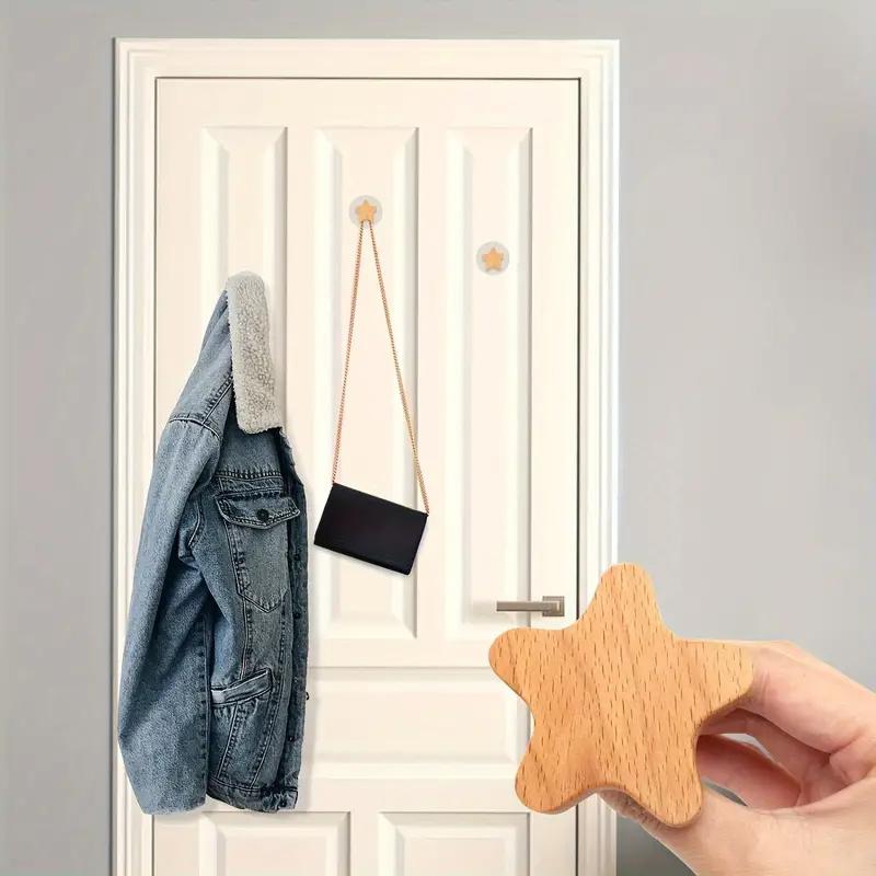 Богемные ручки для ящиков в форме звезды, 6 шт., деревянные ручки из бука для шкафов/ящиков/тумбочек, с винтами