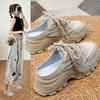 Летние новые полуподдерживающие белые туфли для женщин Ins модные дышащие студенческие туфли для повседневного ношения на улице