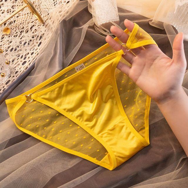 Sexy Panties Love Heart Buckle Dot Print Underpants Transparente Lace Briefs Underwear Breathable Lingerie Women Brief