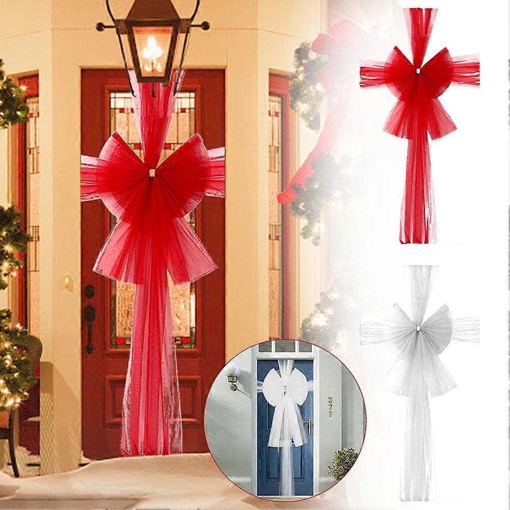 Extra Large Red Festival Bow Set Organza Double Layer Luxury Door Decor