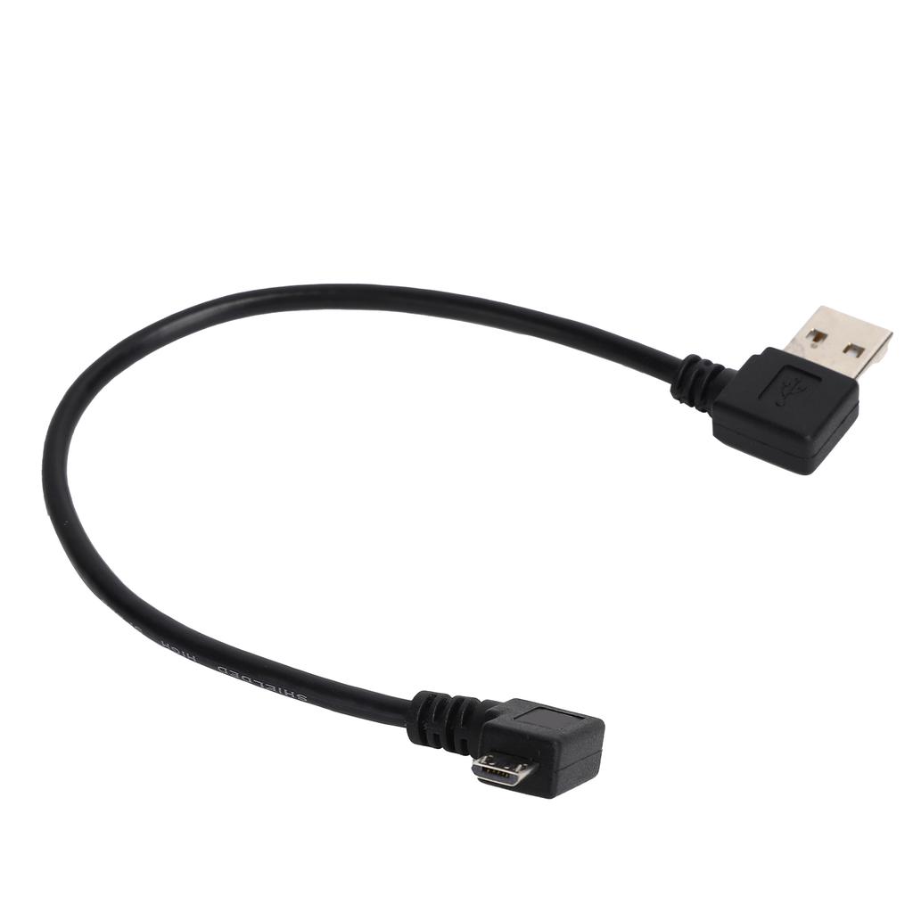 Кабель для передачи данных USB-A на Micro USB, штекер, угловой соединительный адаптерный кабель, 24 см, черный