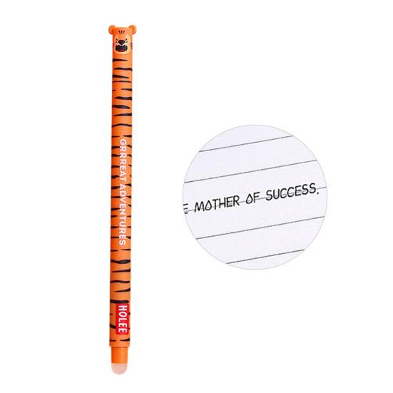 Стирающаяся ручка 0,7 мм с черными чернилами, с мягкой рукояткой, приятной для кожи, с милыми колпачками в виде животных, кнопочный механизм, перезаправляемые ручки, школьные принадлежности