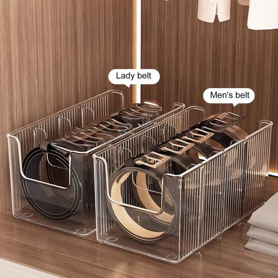1/2Pcs Belt Storage Boxes Large Capacity 4 Grids Transparent Design Tie Belt
