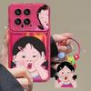 Applicable To Xiaomi 14/13pro Mobile Phone Case Redmi K70/60 Cute Funny Girl Pendant Silicone Flip Mirror