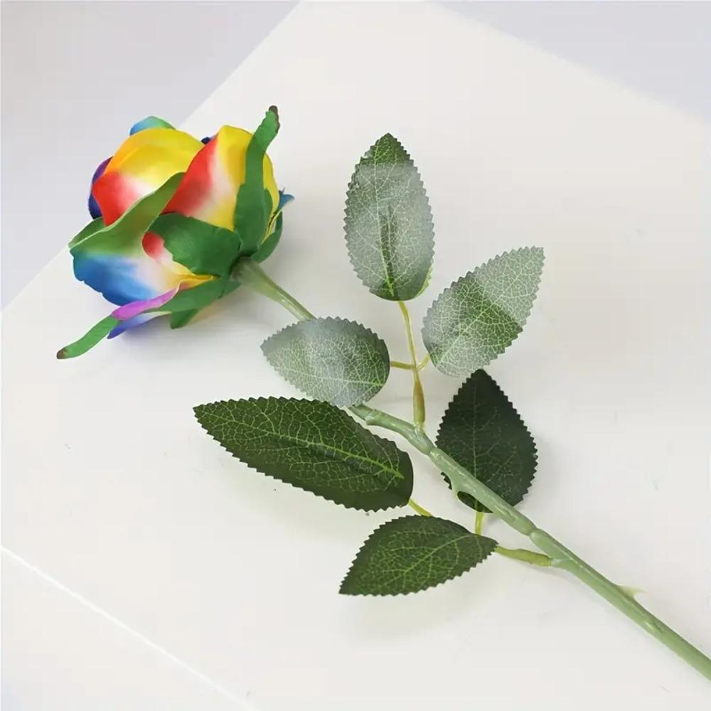Rainbow Colorful Artificial Roses Flowers Realistic Touch Fake Flowers Mother's Day