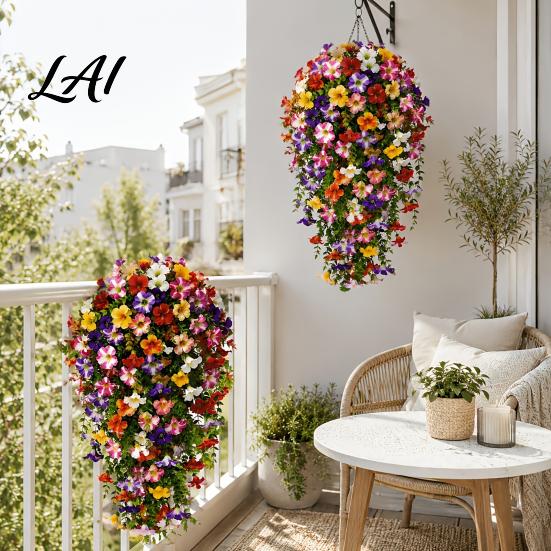 Lifelike Faux Flowers for Centerpieces 10/16Pcs Morning Glory Flowers Artificial Hanging Vine with Eucalyptus UV