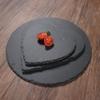 Круглая тарелка для сервировки из натурального черного камня, тарелка для сыра, пиццы, десертов, суши, торта, тарелка для стейка, подставка из камня