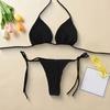 2 Pcs/Set Ladies Triangle Bikini Halter Neck Swimwear with Chest Pads Lace-up Thong Swimsuit Sexy Beachwear Bathing Suit