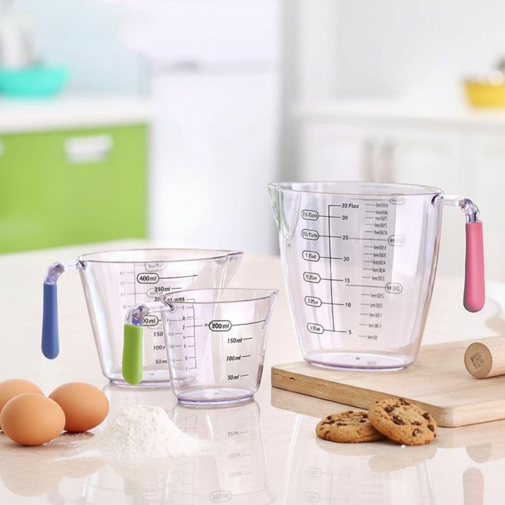 3pcs/set Clear Baking Measuring Cup with Scales Mixing Cup Practical Measure Mug Batter