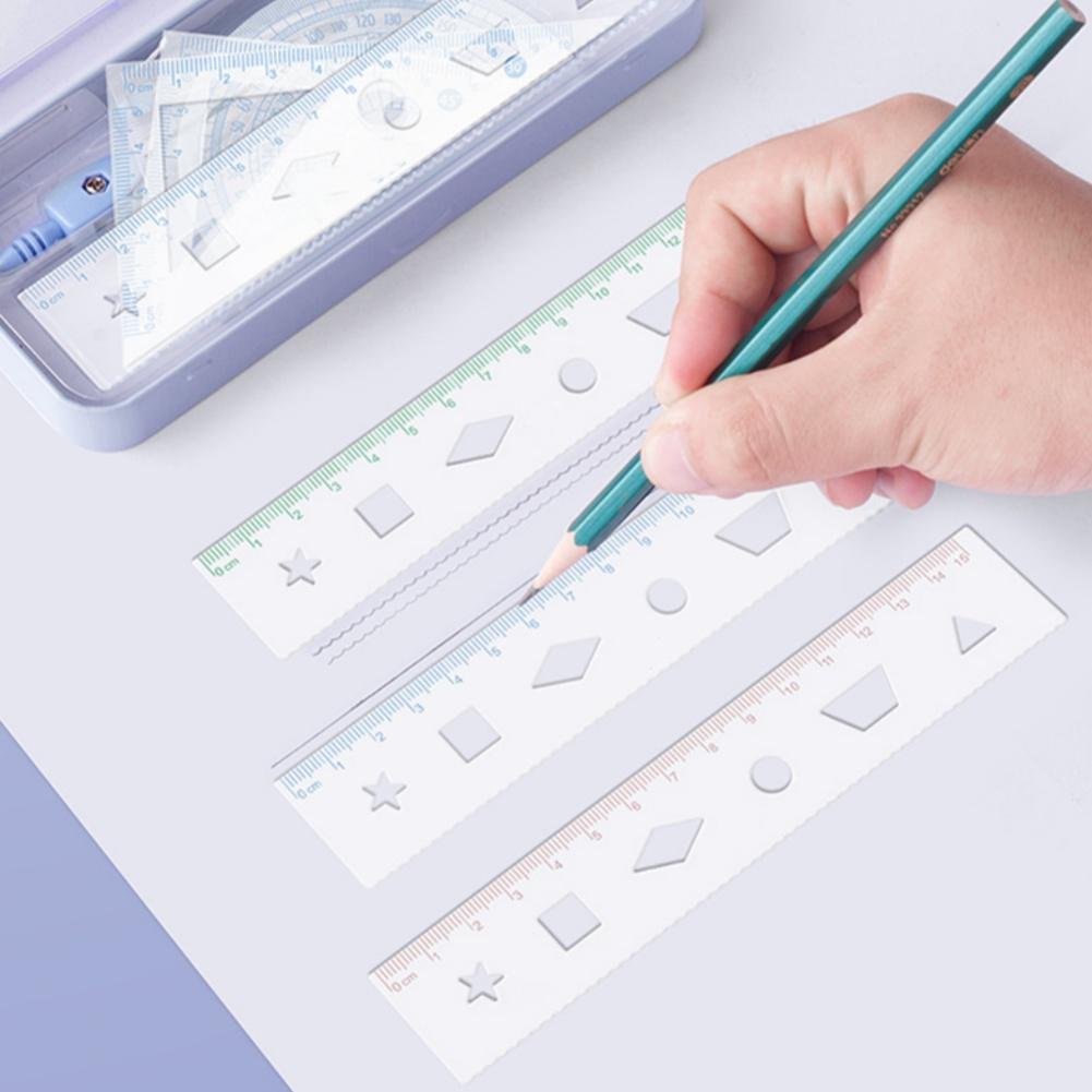 8 Pcs Geometry Set For Students, Math Protractor Compass With Soft Rulers, Metal Storage Box, Eraser, Transparent Box Of Protactor Kit For School Clas