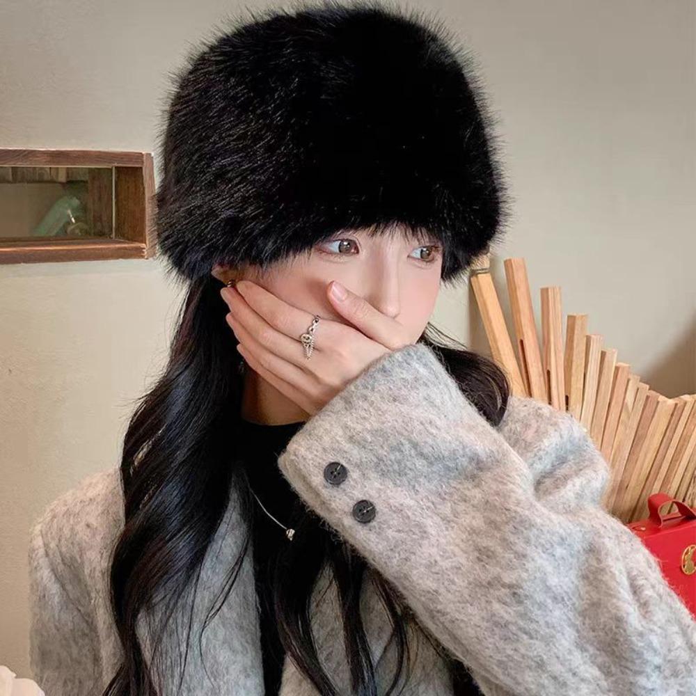 Теплая пушистая меховая шапка-ведро, утолщенная плюшевая шапка-рыбак, новая зимняя шапка для женщин