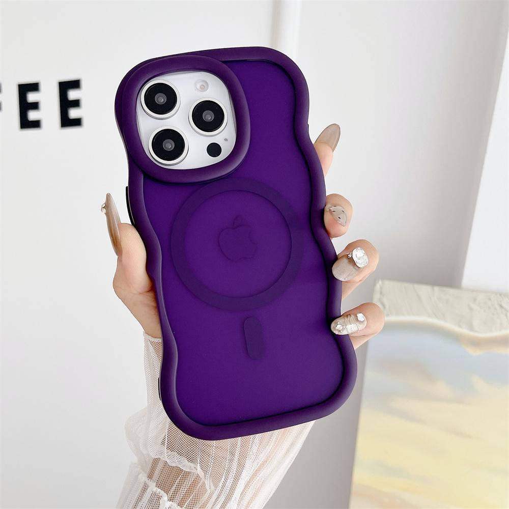 Для Magsafe Матовый волнистый чехол для iPhone 16 12 13 14 15 Pro Max Роскошный магнитный беспроводной зарядный матовый задний чехол