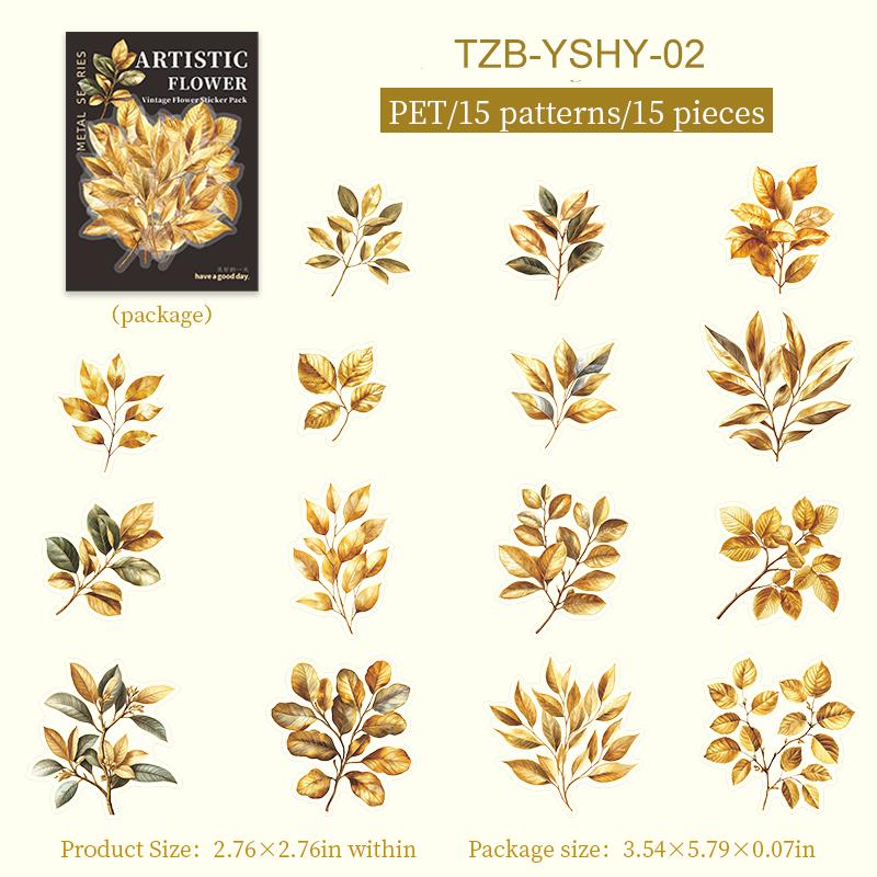 JIANWU Artistic Flower Shadow Series Vintage Leaves Flower Landscape Material Collage PET Sticker Creative  Journal Stationery