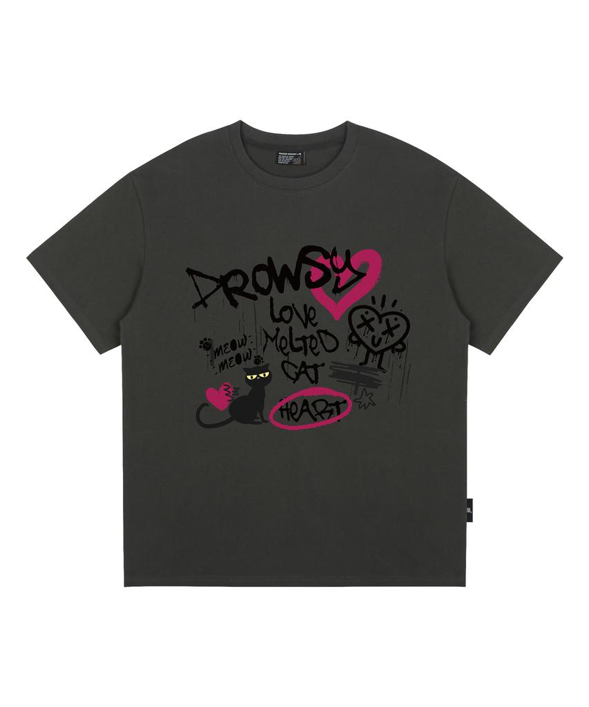 Deulousi Dw Drawseecat Футболка с коротким рукавом Угольный