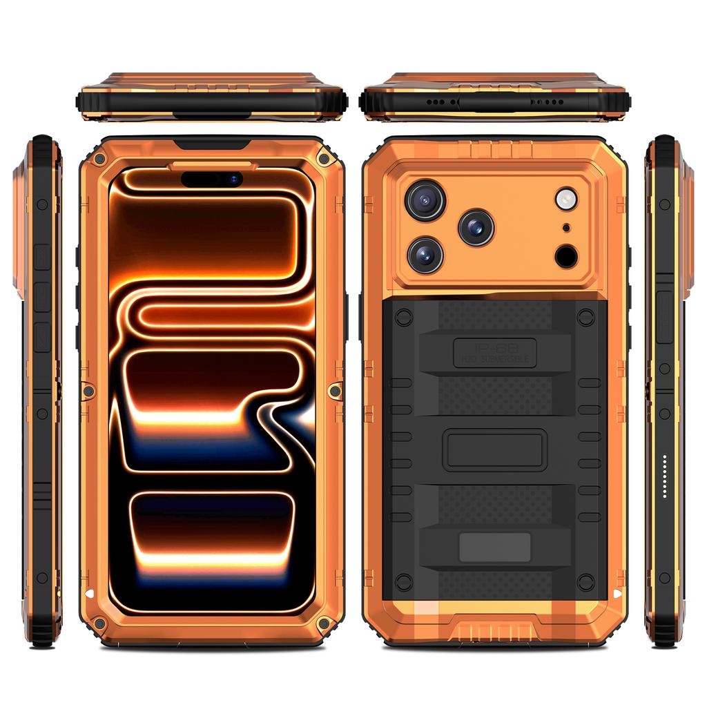 Военный противоударный чехол для IPhone 17 Pro 16E Air 16 15 14 13 12 Pro Max IP68 Полностью водонепроницаемый Силиконовая защита Алюминиевый чехол