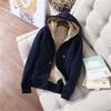 Women's Fleece-Lined Fashion Set: Autumn/Winter Hooded Cardigan and Slimming Joggers.