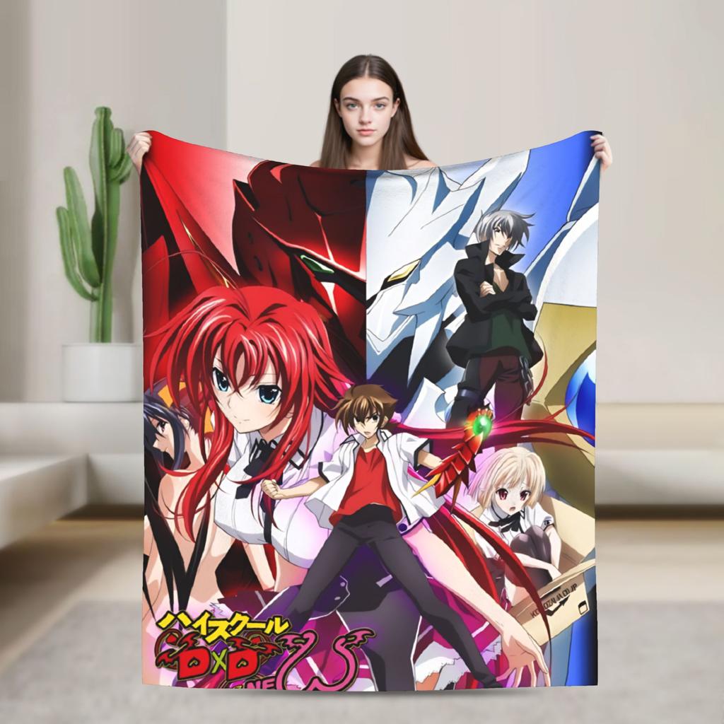 High School DxD Flannel Blanket Anime Super Warm Throw Blanket for Living Room Decorative Funny Bedspread Sofa Bed Cover