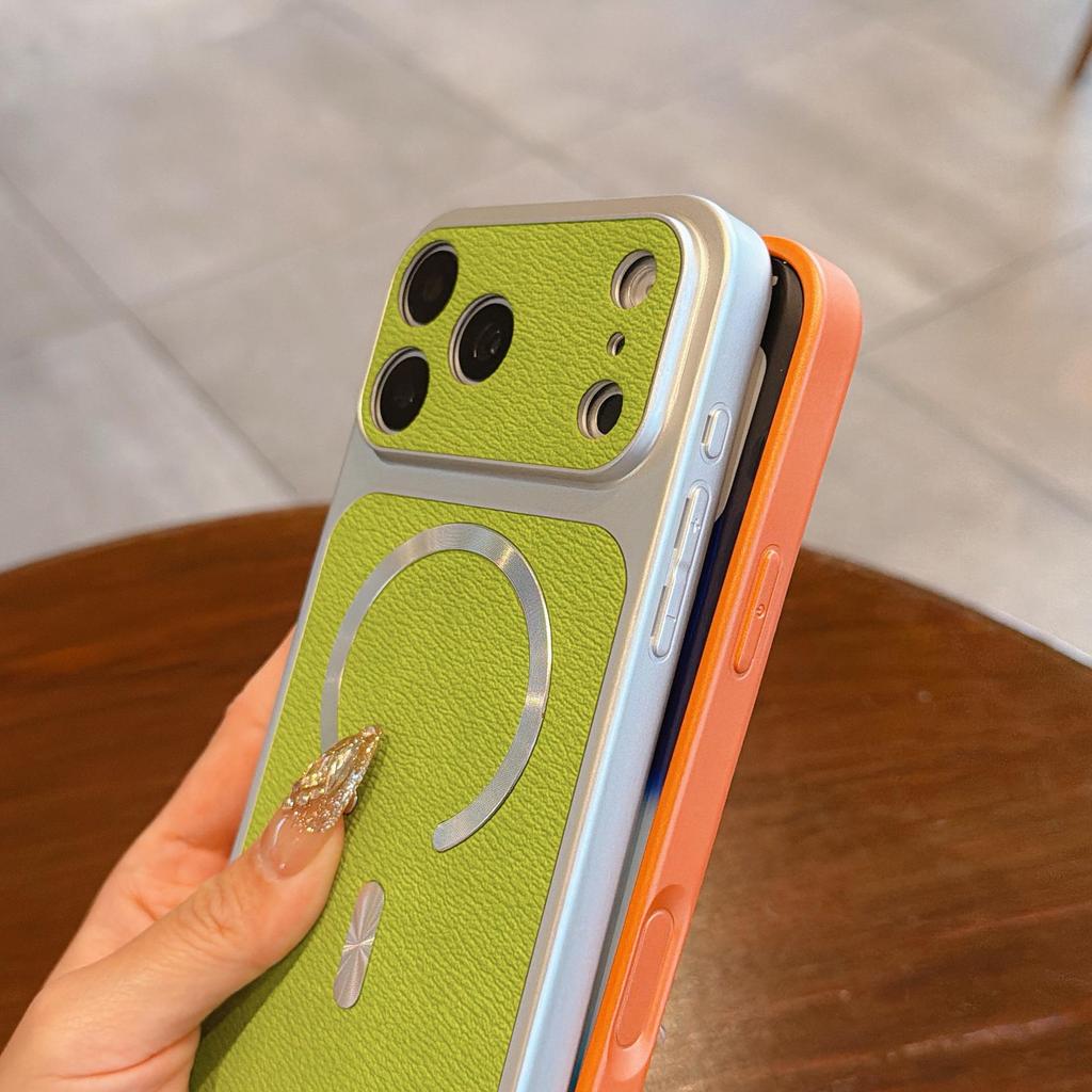 Магнитный чехол с узором личи для iPhone 17 Pro Max, Защитная крышка 16 цветов с большим окном, Совместимость с Instant Change