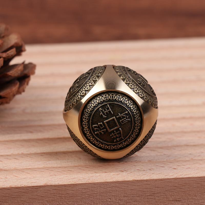 Латунный кубик-спиннер с шестью сторонами, вращающийся сферический ручной спиннер, игрушки для снятия стресса в китайском стиле, игрушка-антистресс для взрослых