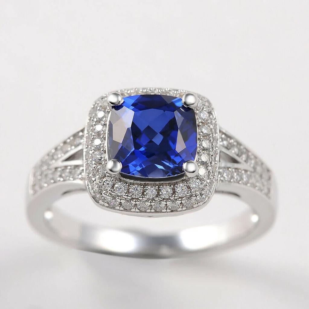 Natural Blue Sapphire Gemstone Ring,925 Sterling Silver, Gift Ring For Beloved