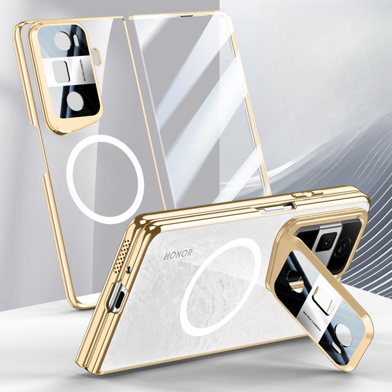 Подходит для Honor Magicvs3 Чехол для мобильного телефона Пленка Интегрированный Простой Всевключающий Противоударный Кронштейн Магнитная Адсорбция Прозрачный Гальванизированный Чехол