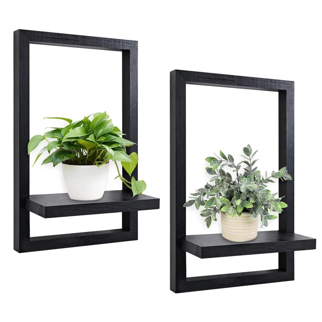 1 Piece Black Floating Shelf, Black Wooden Wall-Mounted Storage Shelf, Nordic Style Living Room Decorative Background Wall Shelf, Solid Wood Storage