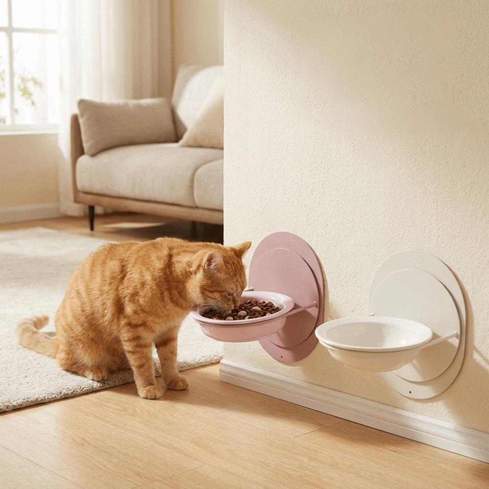 Neck Protection Ceramic Cat Bowl Wall Mounted Cat Feeding Station for Cat and Dogs