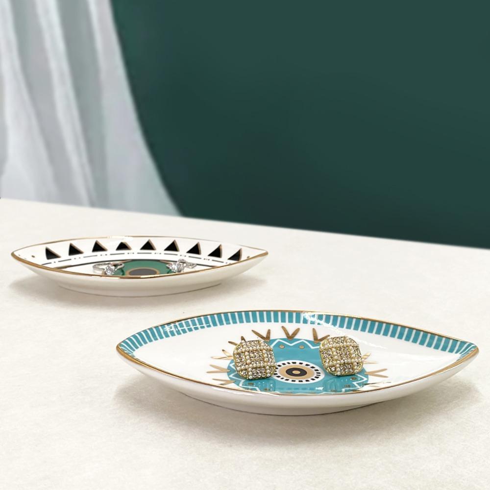 Oval Decorative Plate Eye Shape Dessert Plate Desktop Organizer Plate Jewelry Tray  Gift