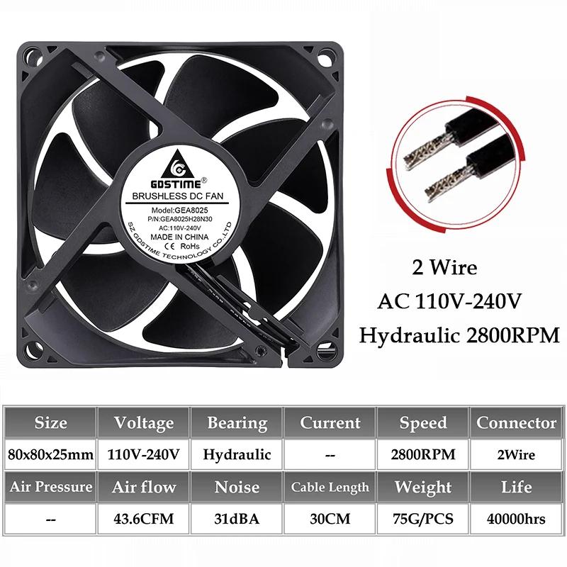 1Pcs Gdstime EC Axial Fan 60mm 80mm 90mm 120mm PC Dual Ball Brushless Fan Cooler AC 110V 120V 220V 230V 240V Computer Case Fan