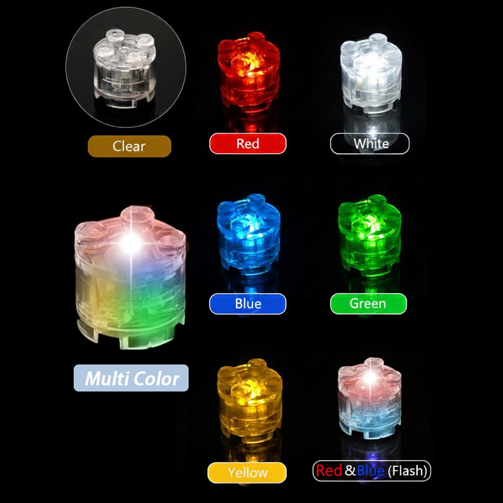 10 шт. Строительные блоки со светодиодной подсветкой Multi Flash, Круглый кирпич 2x2, Игрушки MOC для сборки Городской дороги, Классический подарок