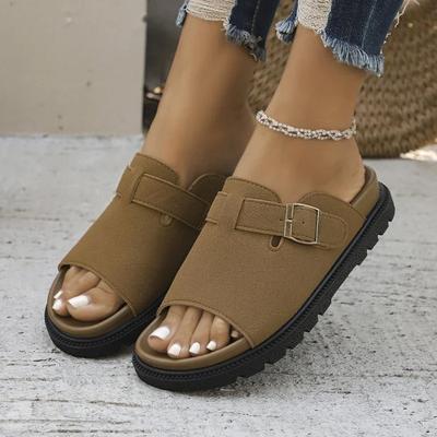 Rimocy Летние женские сандалии из замшевой кожи на толстой платформе 2025 с пряжкой, нескользящие, повседневные, дышащие сандалии для женщин