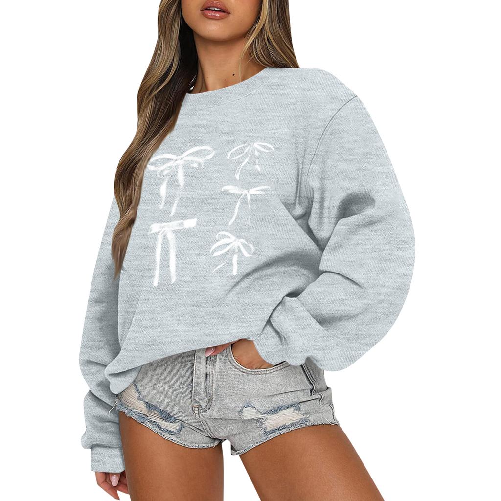Women Tops Women's Long Sleeve Sweatshirt Casual Crewneck Loose Fit Pollover Fleece Tops