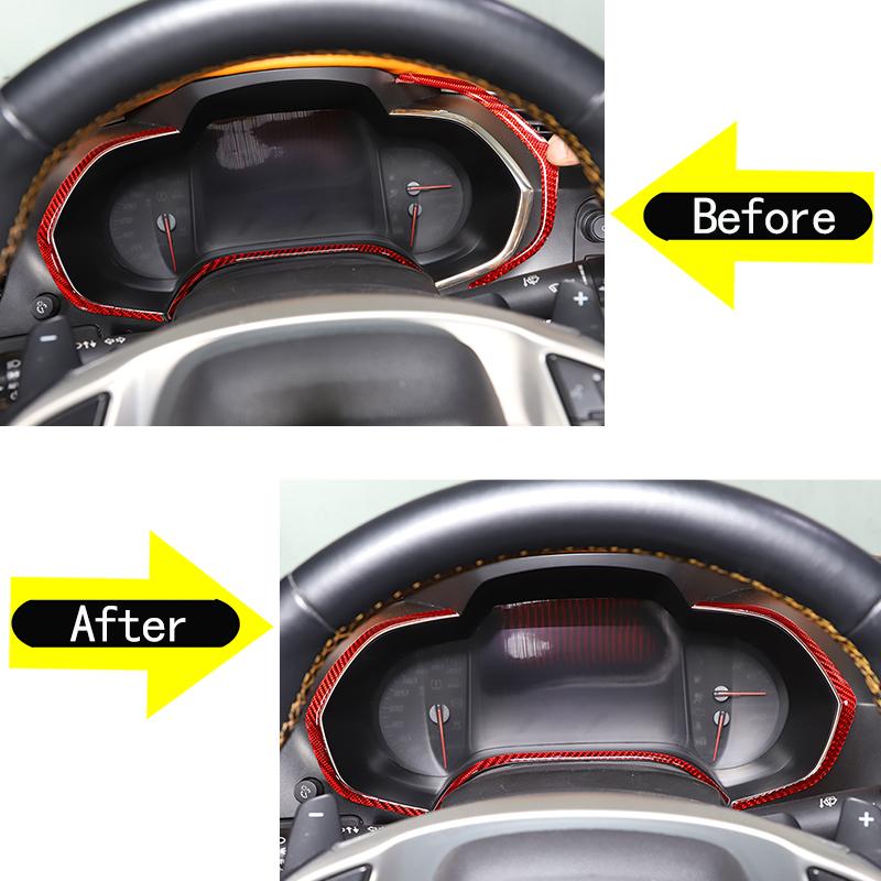 For Chevrolet Corvette C7 2014-2019 Soft Carbon Fiber Car Dashboard Frame Decoration Sticker Interior Modification Accessories