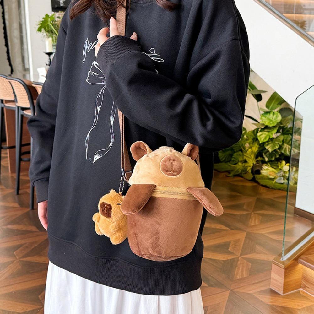 PP Cotton Panda Shoulder Bag Plush Doll Cartoon Animal Pouch Cute Capybara Crossbody Bag  Friends