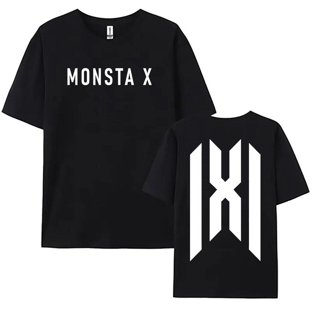 MONSTA XX Корейская группа Дизайн логотипа Футболка Круглый вырез Летняя с коротким рукавом Женские футболки Унисекс Уличная мода Хлопок Женские футболки