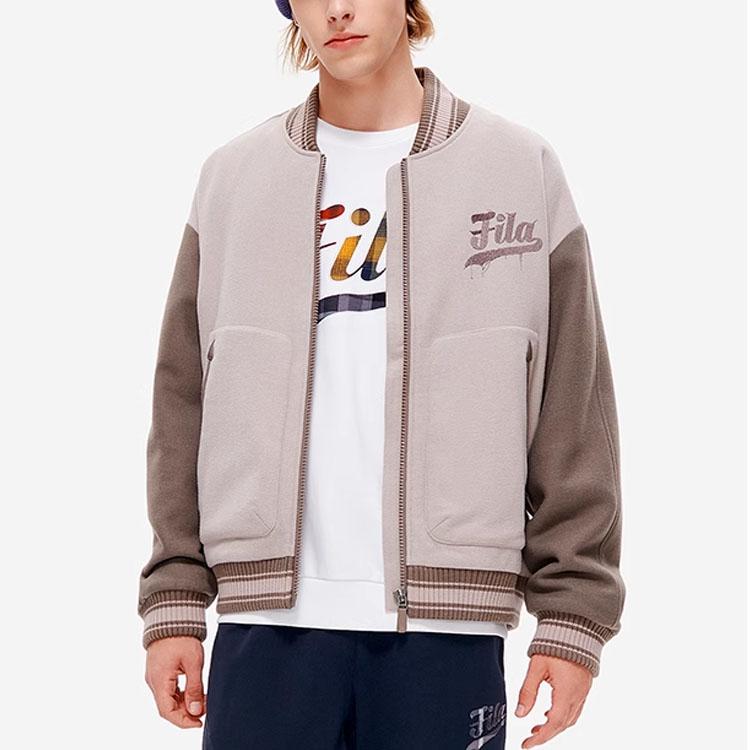 Fila Fusion Свободная полосатая бейсбольная куртка с буквой, тканая, мужские куртки, серая T11M242702F-GY