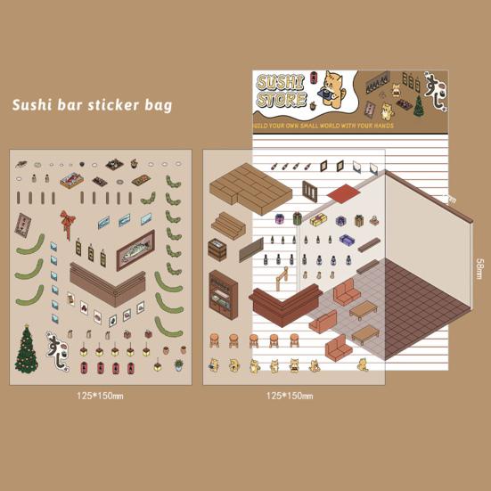 4 Sets DIY 3D House Stickers with Tweezer Make Your Own Mini