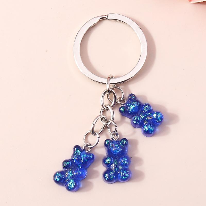 Colorful Resin 3D Bear Keychain Animal Key Rings Pendants for Women Girl Key Holder Handbag Pendants Charms DIY Jewelry Gifts