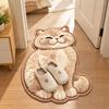 Crystal Velvet Bathroom Carpet 2D Bedside Door Mat Cute Cat-Shaped Area Rug  Home Decor